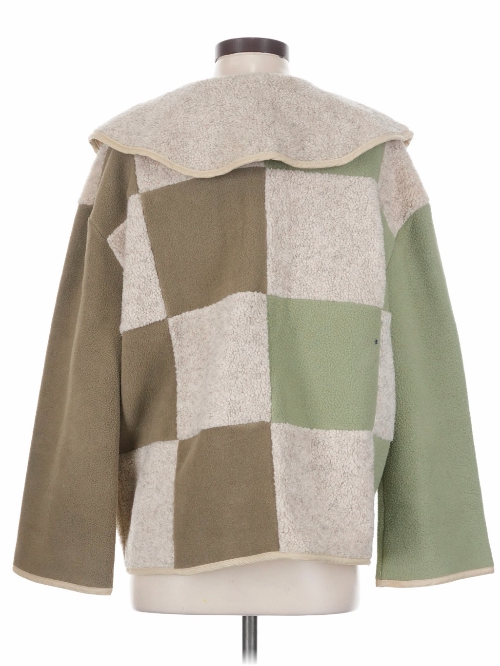 Gron Kulle Dead Stock Fleece And Sherpa Statement Collar Checked Back Size 2 Guc — image 2 of 4